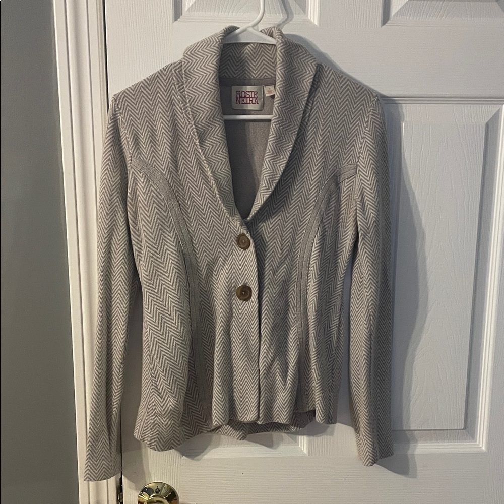 Anthropologie Women's Taupe Chevron Sweatshirt Blazer